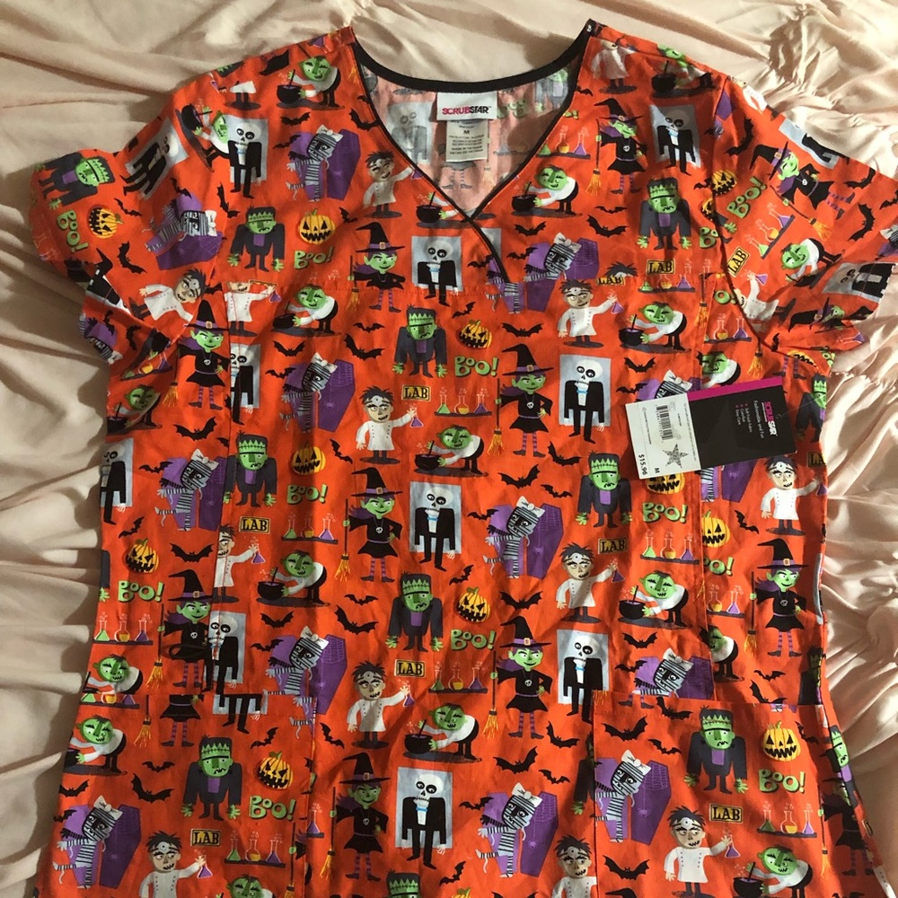 NWT Halloween Scrub Top